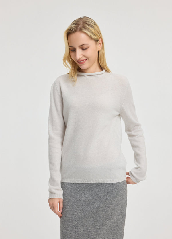 Denner women's cashmere Dulwich Funnel-Neck Jumper in Haze