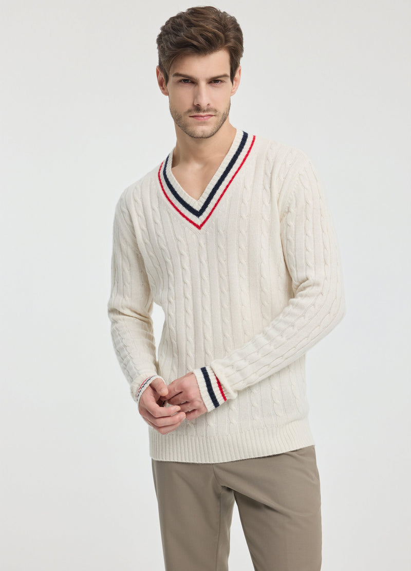 Cashmere Men's Cable Cricket Jumper