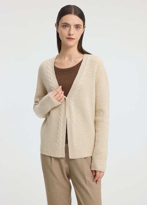 Denner women's cashmere Pimlico Cardigan in Antique White