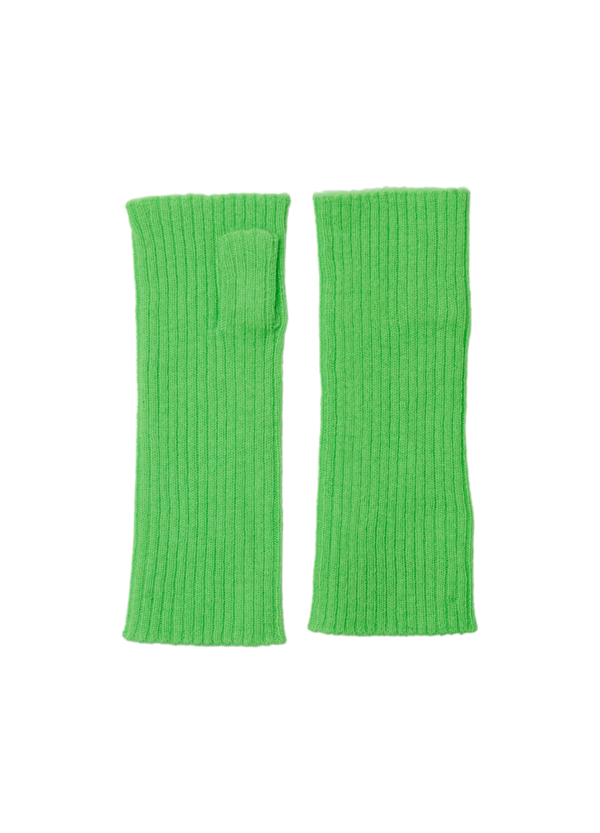 Denner women's cashmere Ribbed Wristwarmers in Neon Green