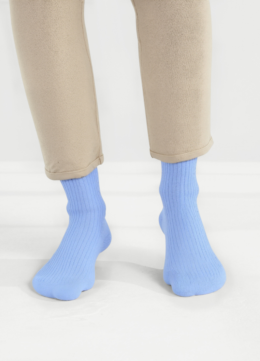 Denner cashmere Ribbed Socks in Splash, view 4