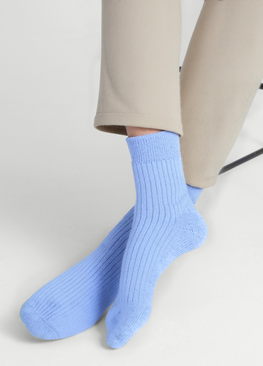 Denner cashmere Ribbed Socks in Splash