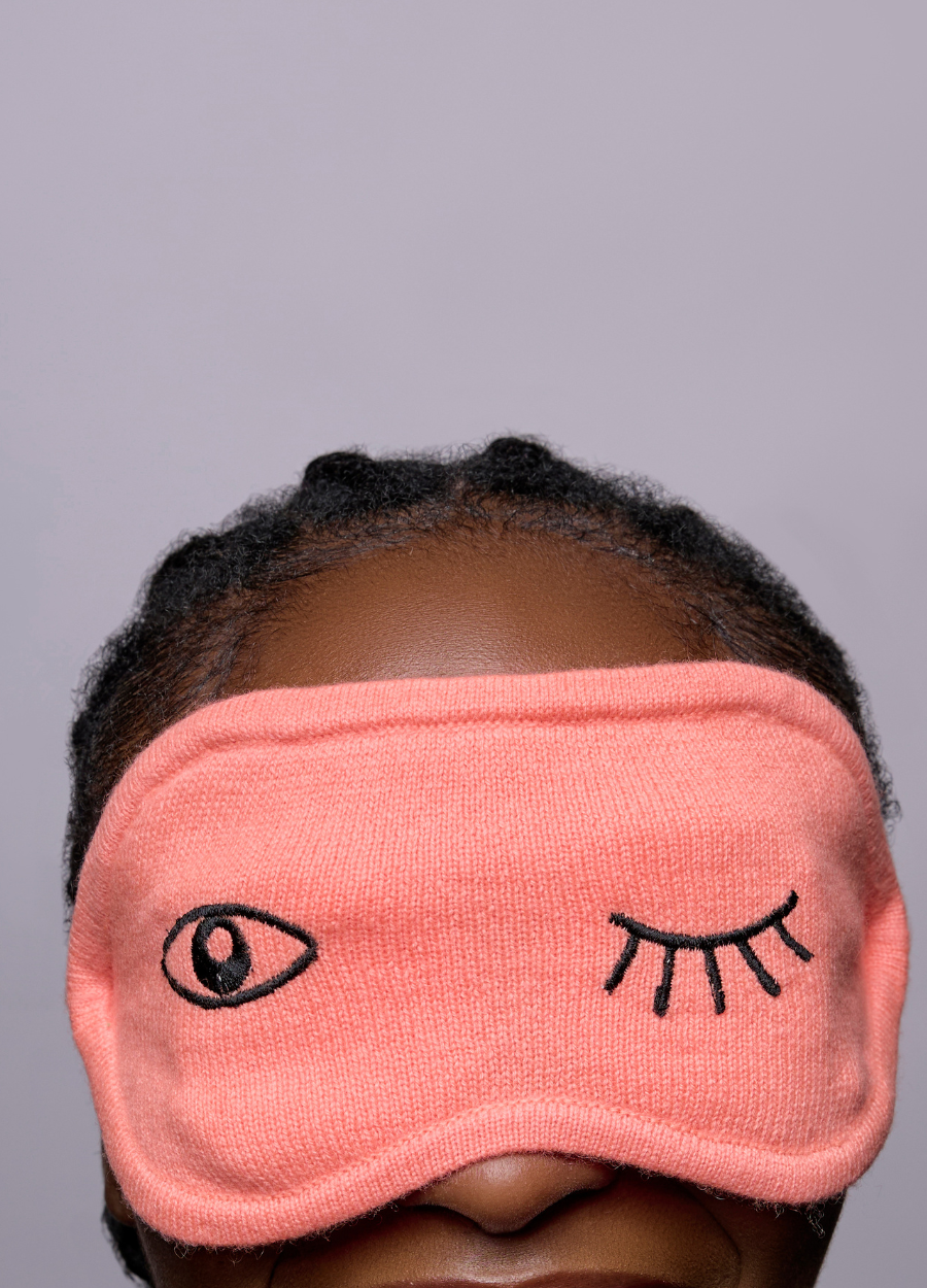 Denner cashmere Wink Eye Mask in Neon Coral, view 3