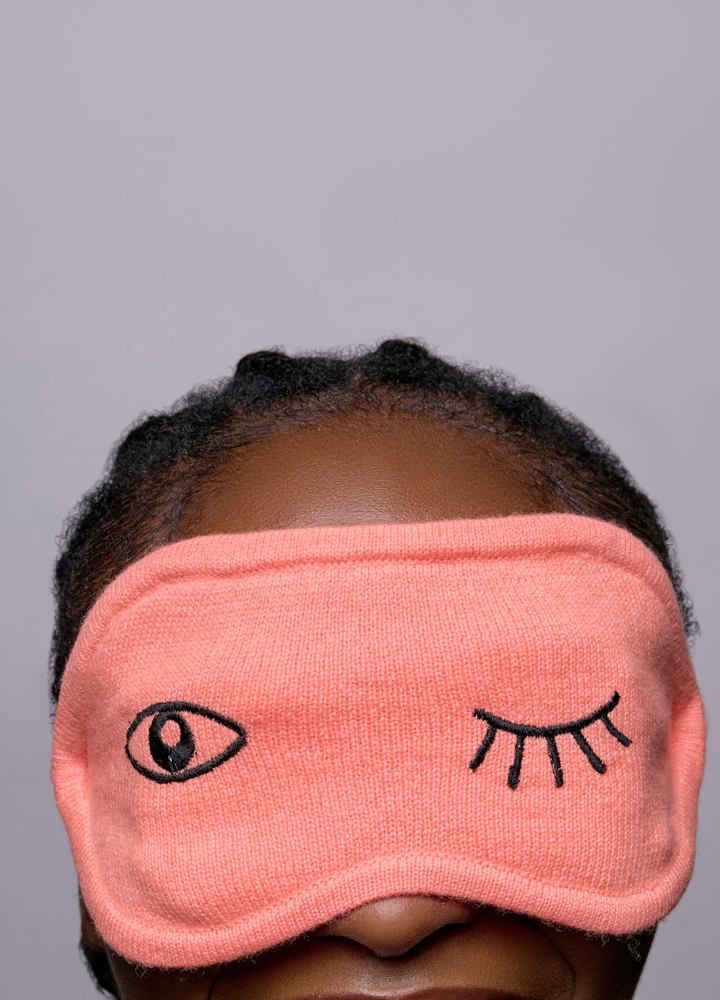 Denner cashmere Wink Eye Mask in Neon Coral, view 3