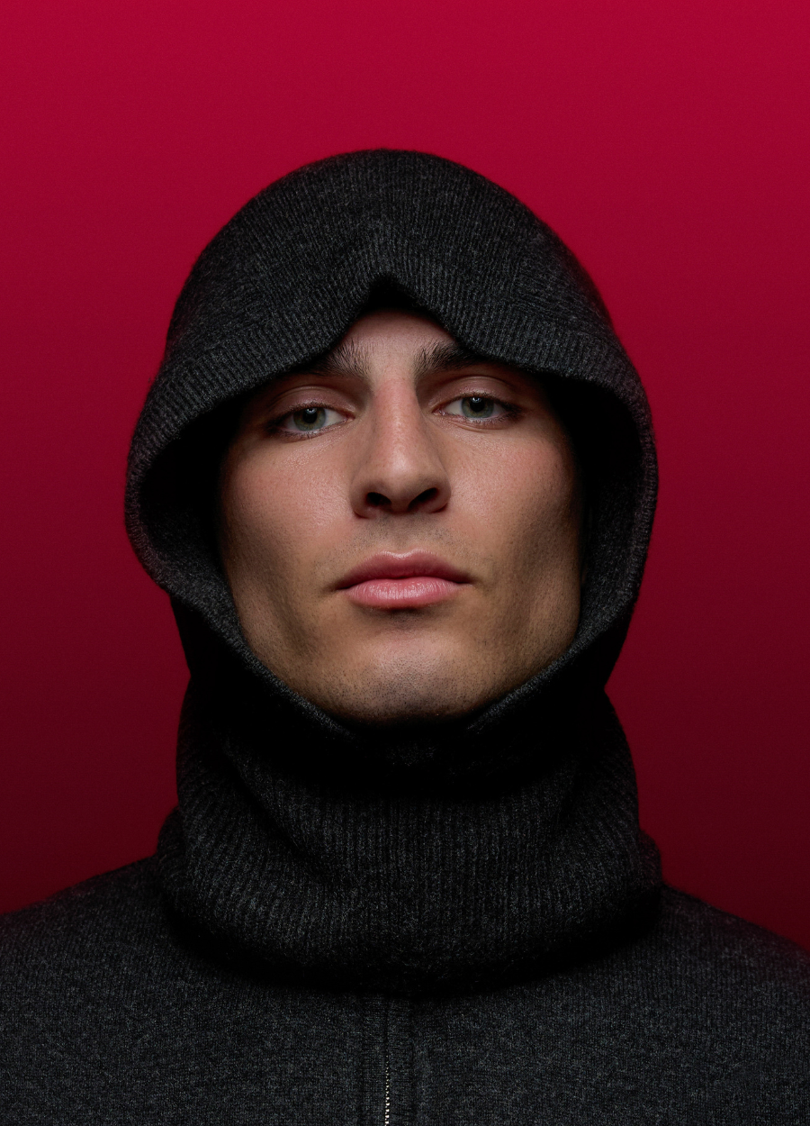 Denner men's cashmere Balaclava in Charcoal