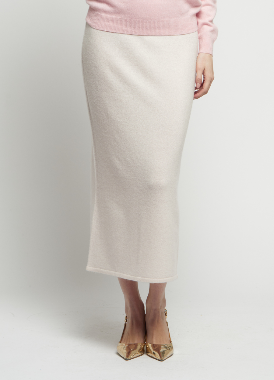 Denner women's cashmere Long Skirt (Classic Colours) in Light Pink