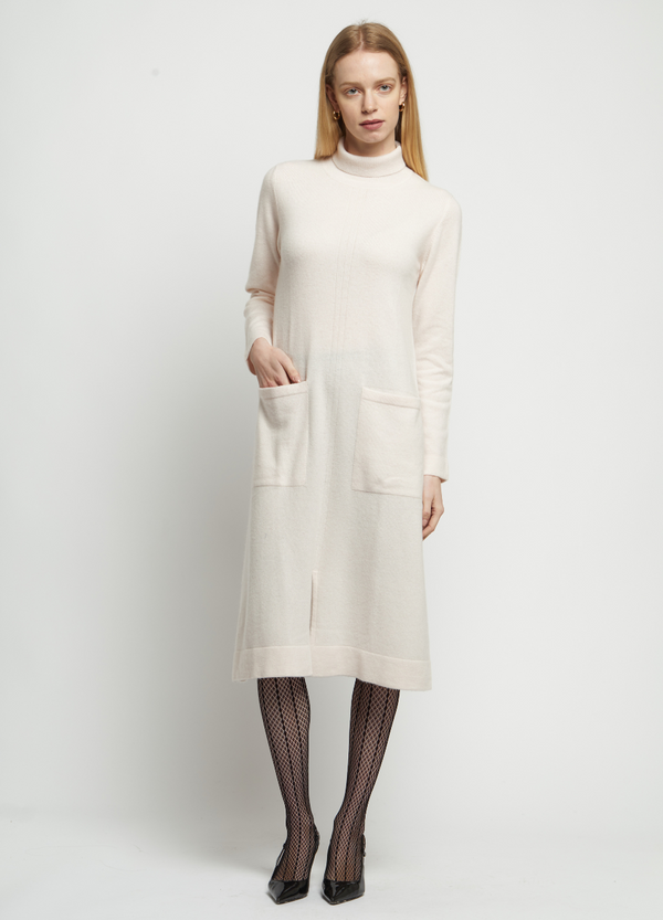 Denner women's cashmere Mock Neck Dress in Light Pink