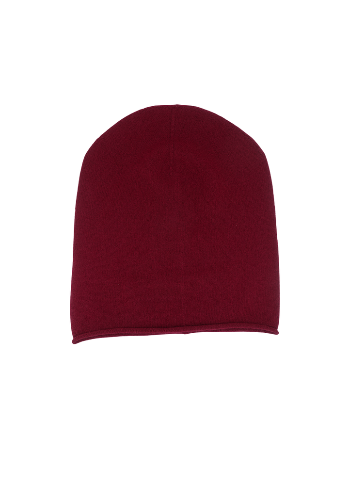 Denner cashmere Knitted Hat (Classic Colours) in Cherry Lacquer