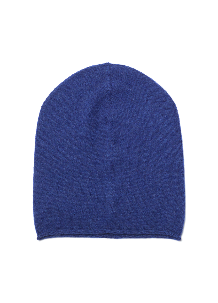 Denner cashmere Knitted Hat (Classic Colours) in Denim, view 2