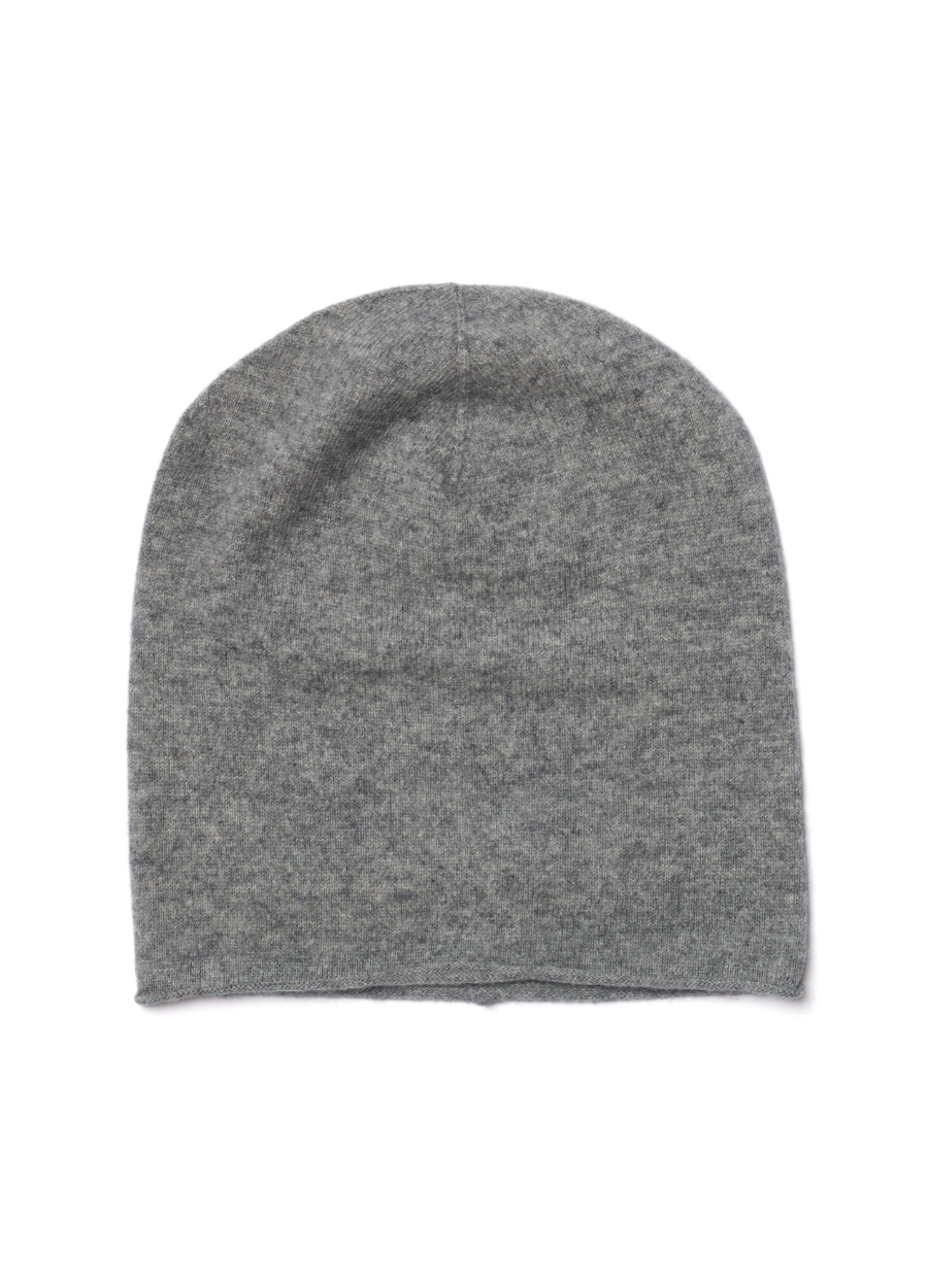 Denner cashmere Knitted Hat (Classic Colours) in Mid Grey, view 2