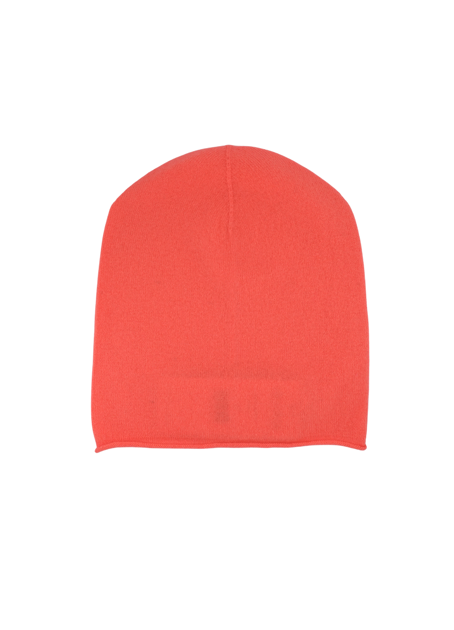 Denner cashmere Knitted Hat (Classic Colours) in Neon Coral