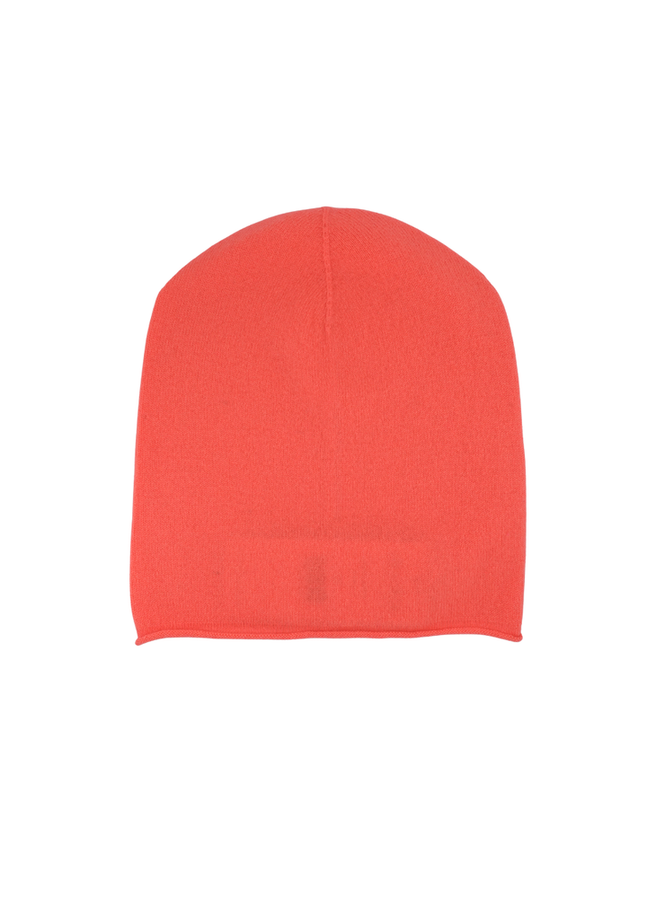 Denner cashmere Knitted Hat (Classic Colours) in Neon Coral