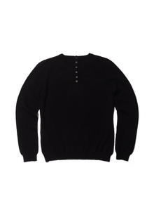 Cashmere Button Back Crew Neck