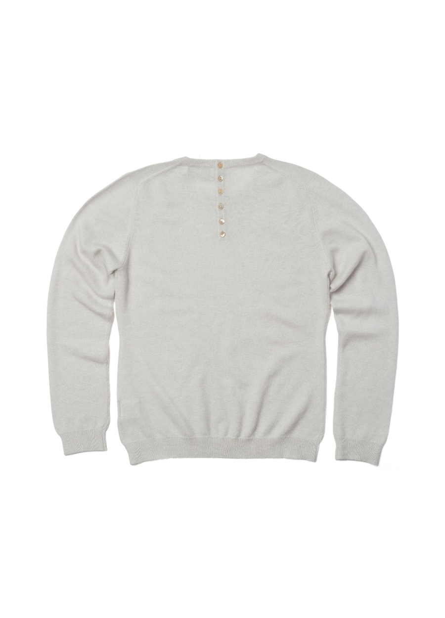 Cashmere Button Back Crew Neck