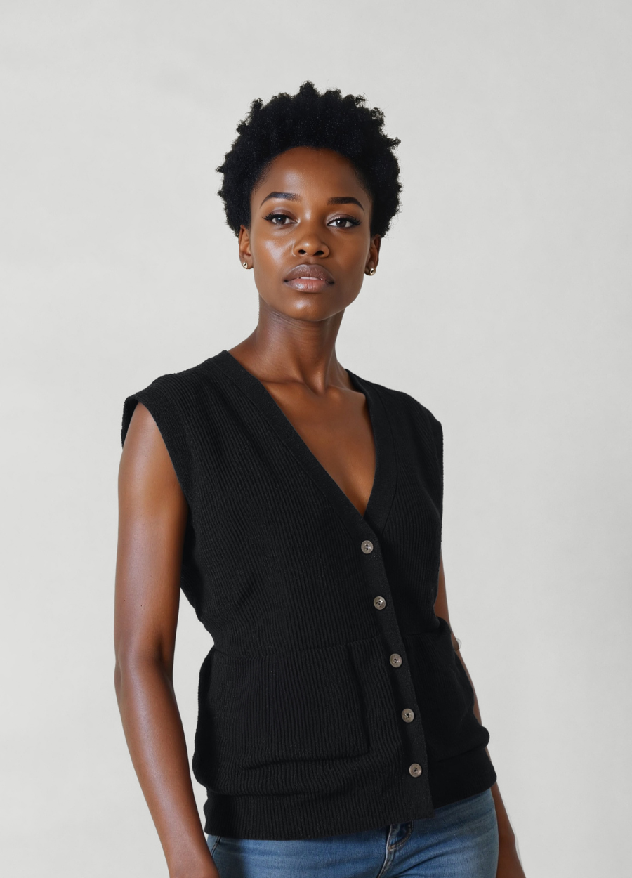 Cashmere Sleeveless Ribbed Gilet