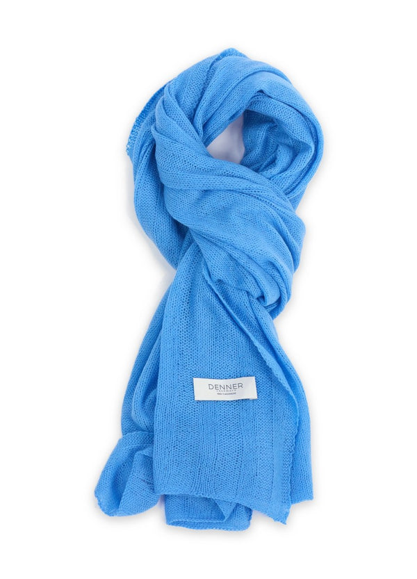 Denner women's cashmere Big Knit Scarf in Cornflower Blue