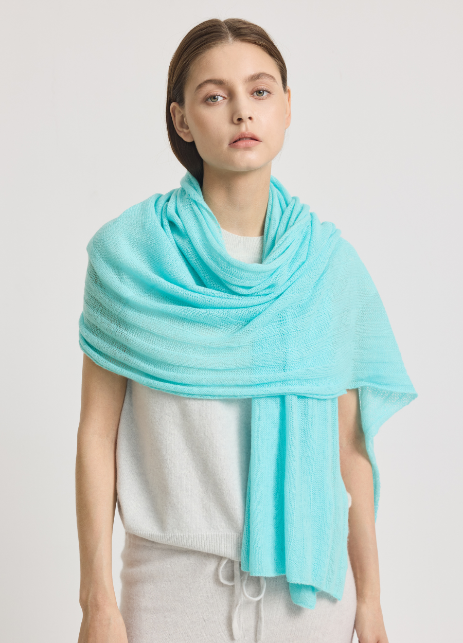 Denner women's cashmere Big Knit Scarf in Opal