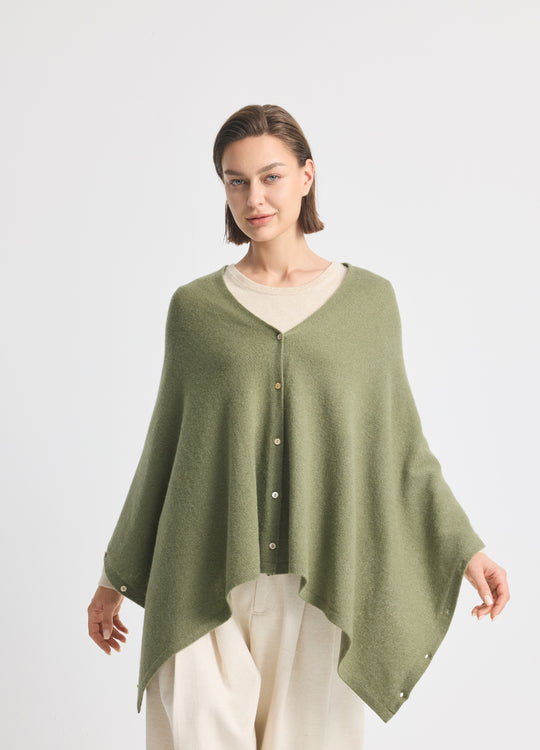 Button Poncho (Merino Blend)