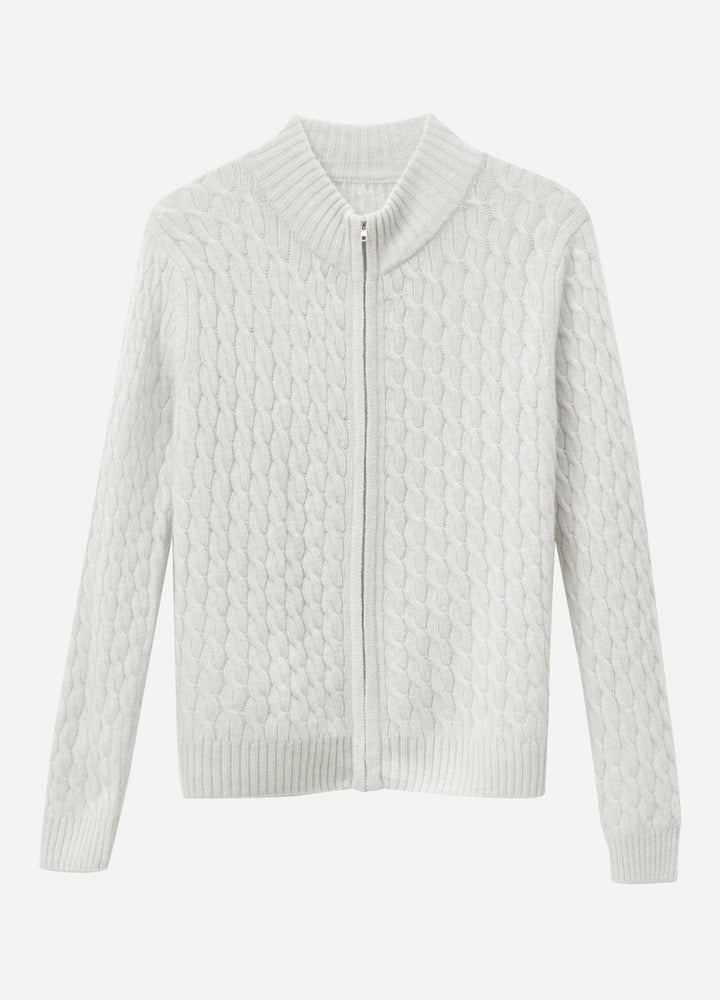 Cashmere Cable Zip Cardigan