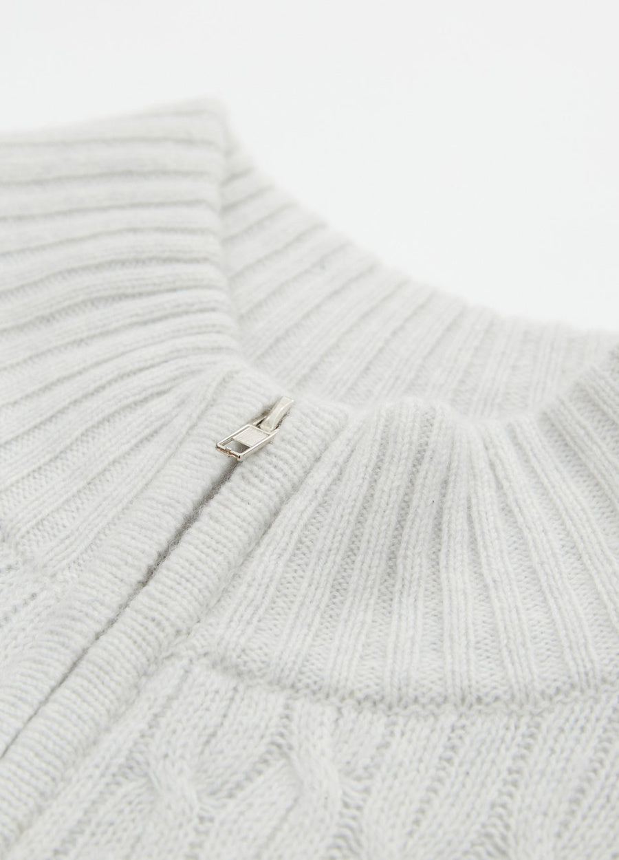 Cashmere Cable Zip Cardigan