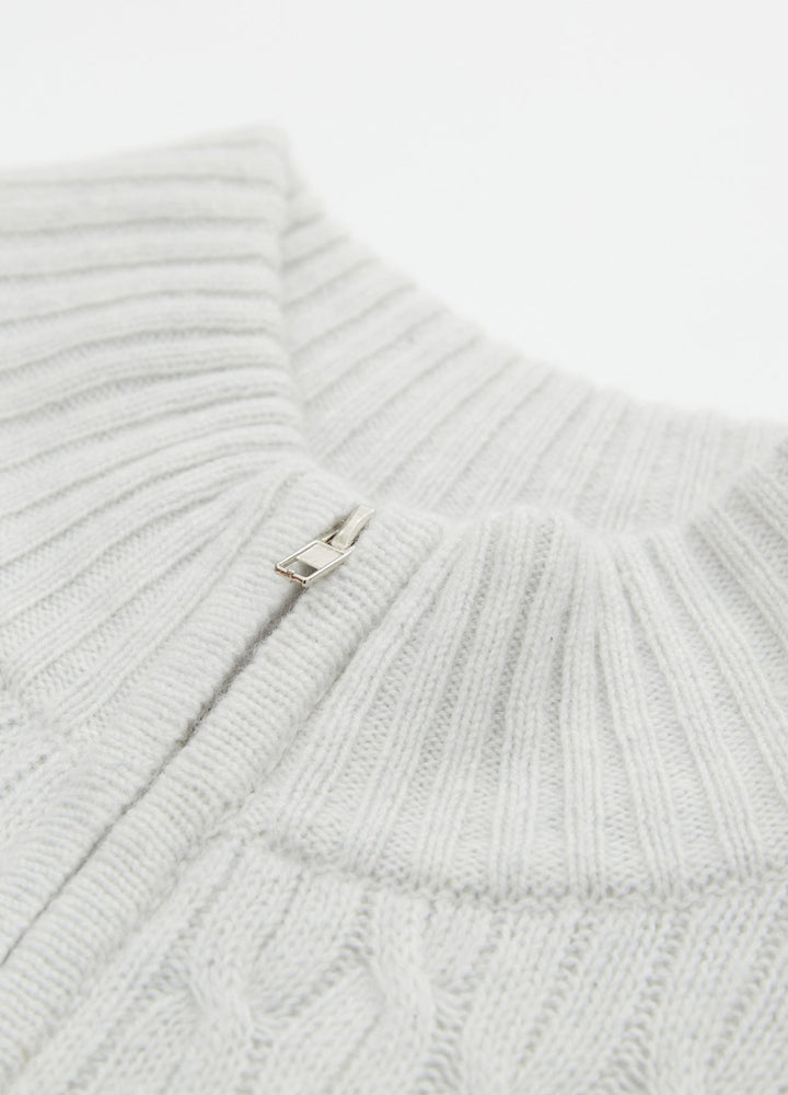 Cashmere Cable Zip Cardigan
