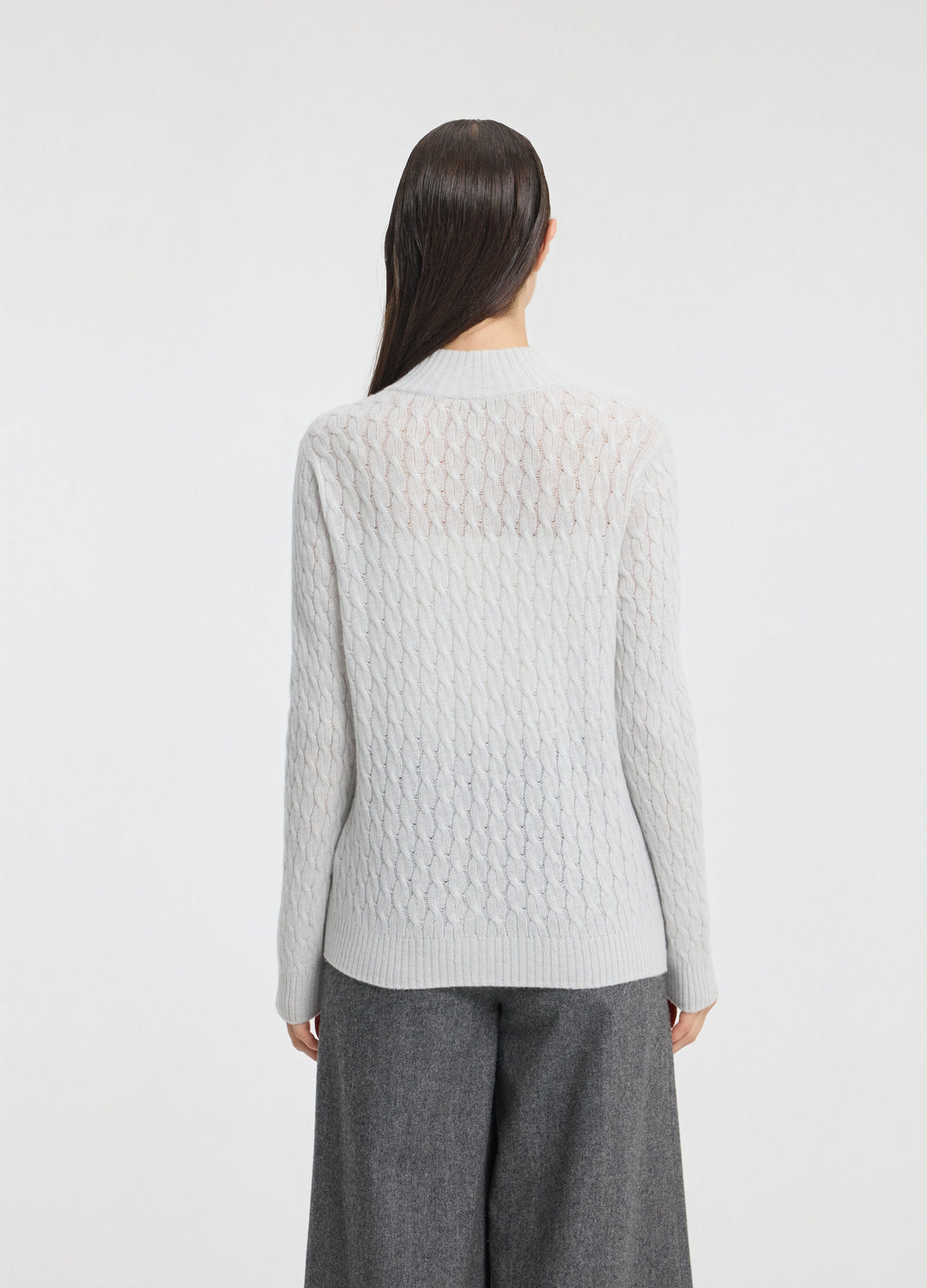 Cashmere Cable Zip Cardigan