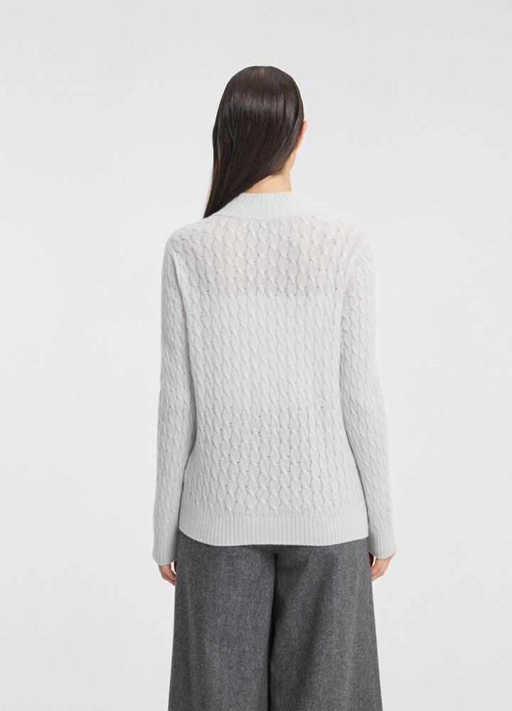 Cashmere Cable Zip Cardigan