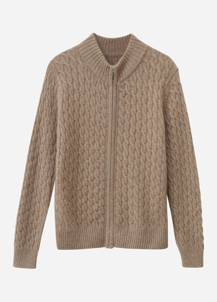 Cashmere Cable Zip Cardigan