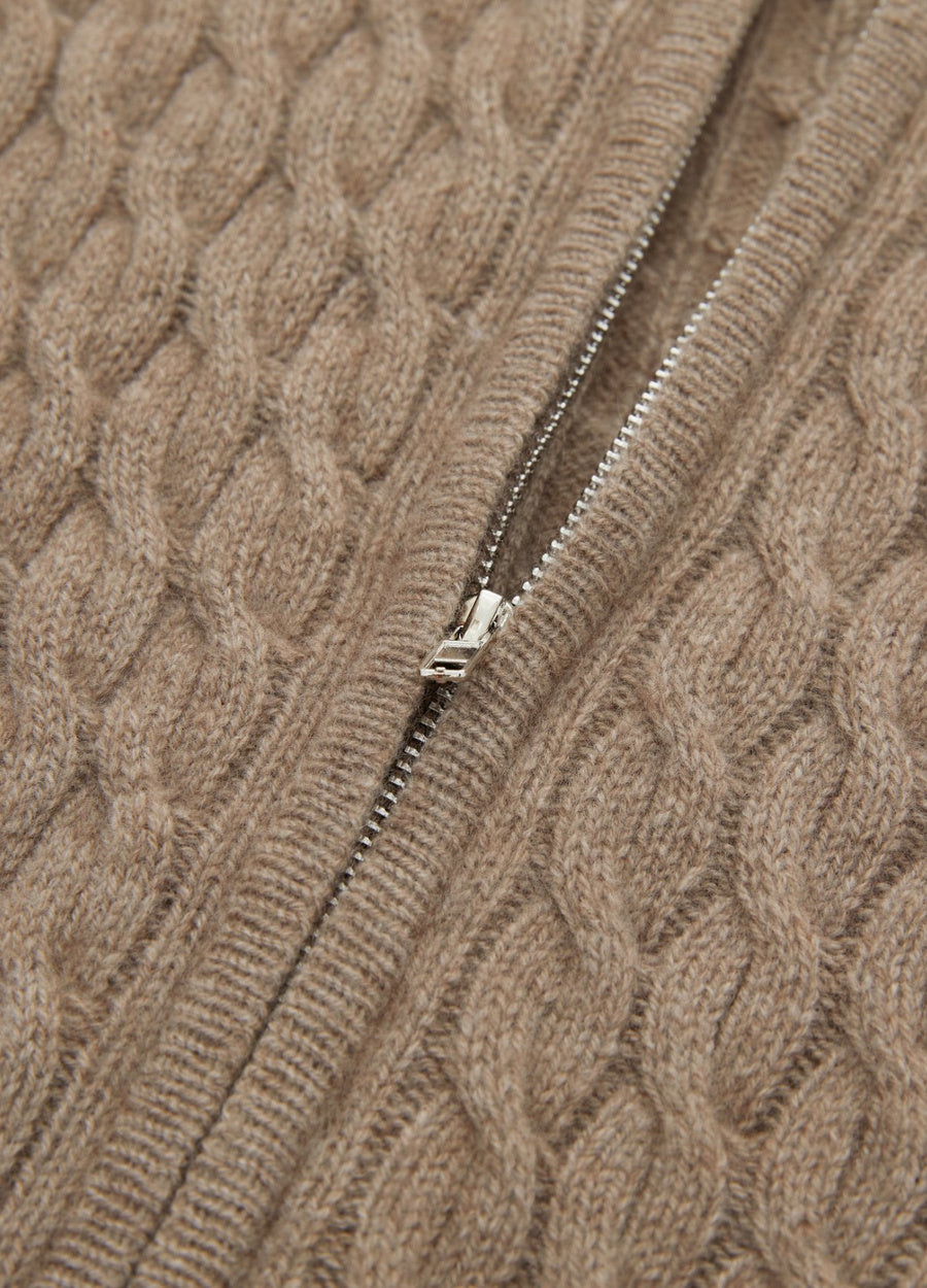 Cashmere Cable Zip Cardigan