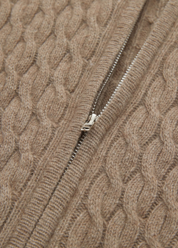 Cashmere Cable Zip Cardigan