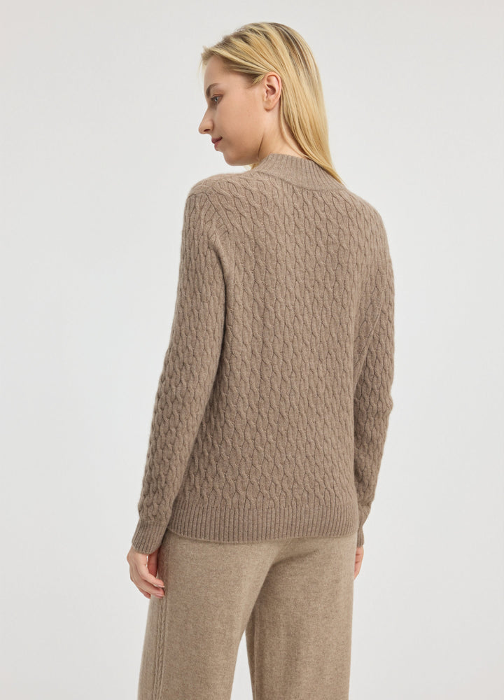 Cashmere Cable Zip Cardigan