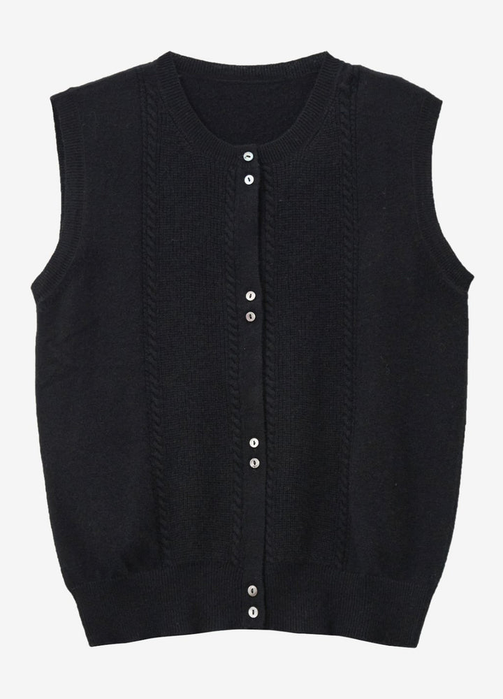 Cashmere Cable Detail-Button Gilet