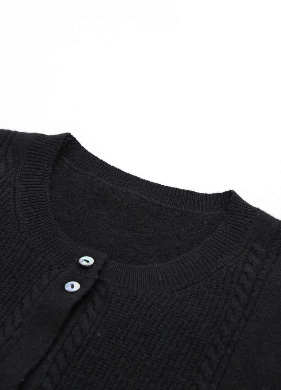 Cashmere Cable Detail-Button Gilet
