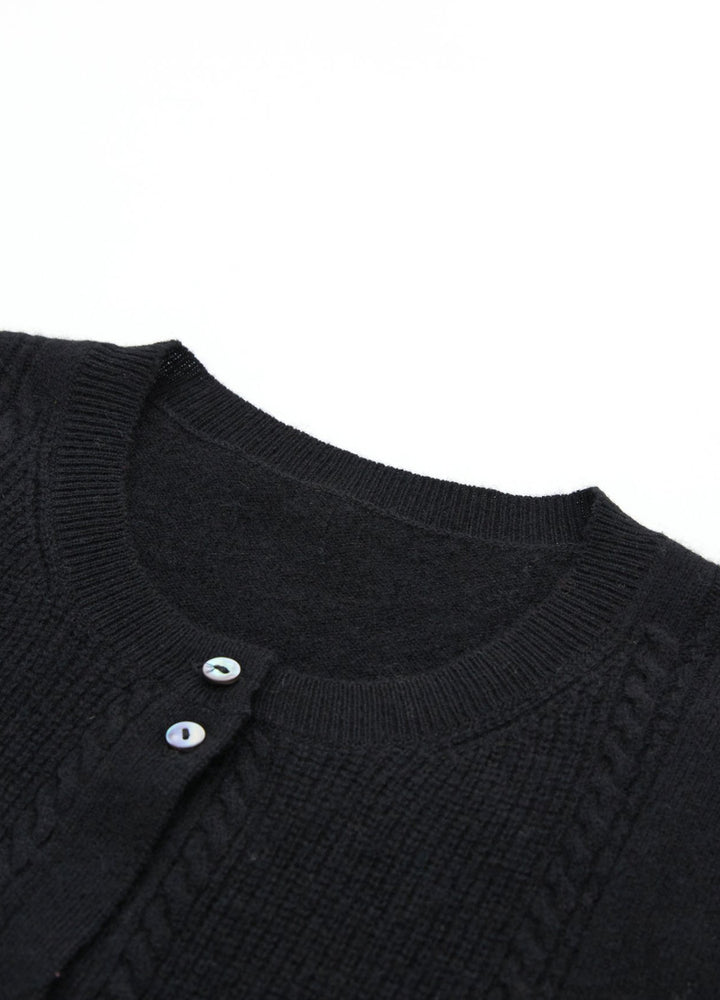 Cashmere Cable Detail-Button Gilet