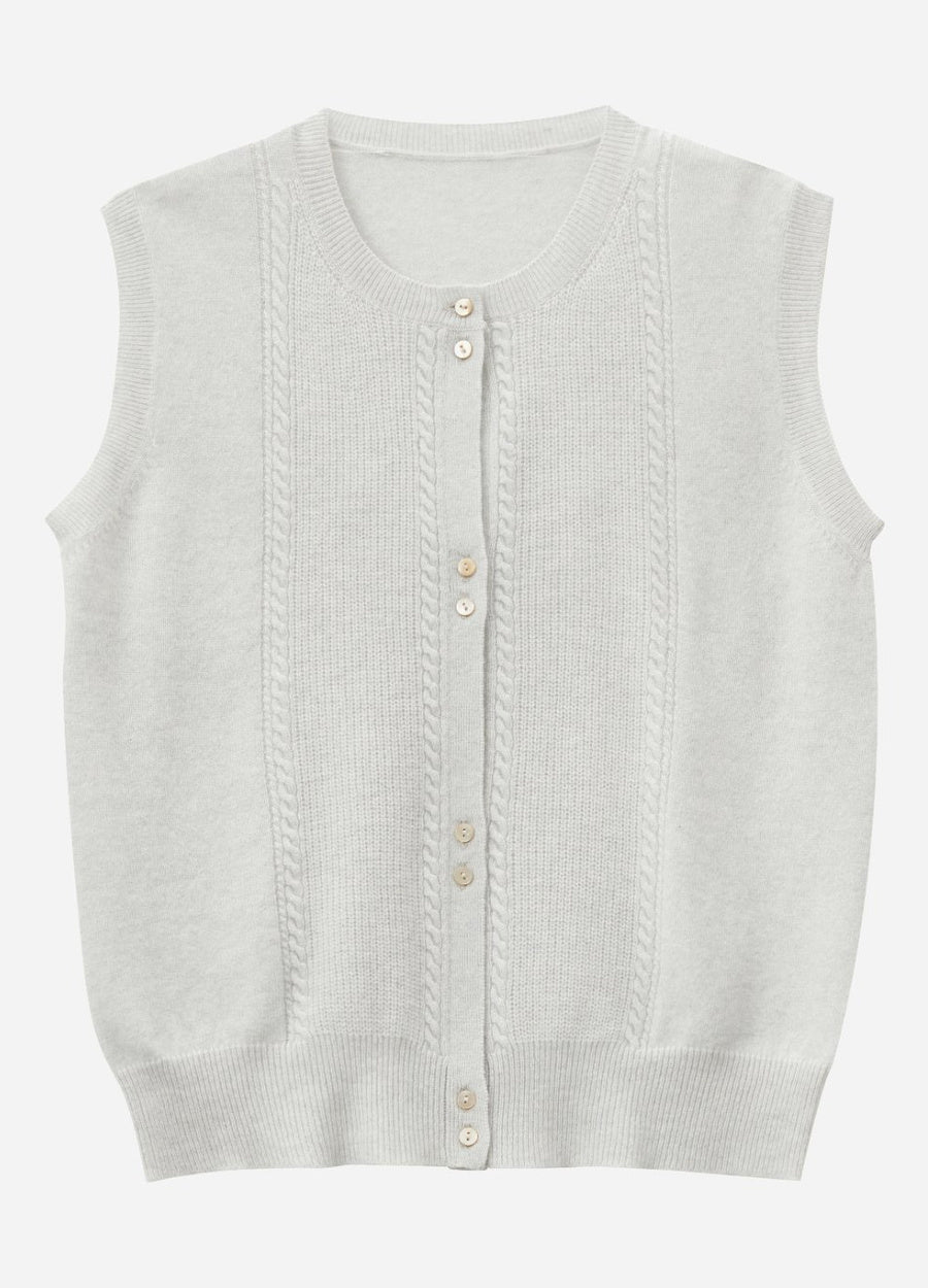 Cashmere Cable Detail-Button Gilet