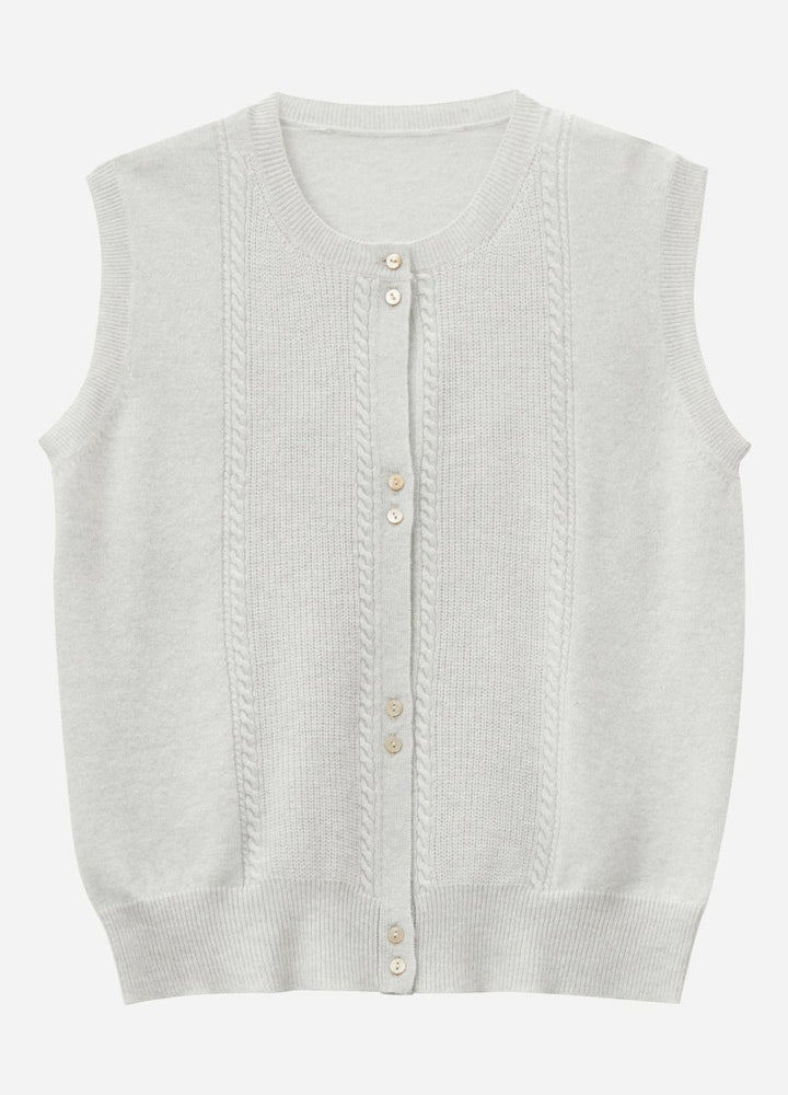 Cashmere Cable Detail-Button Gilet