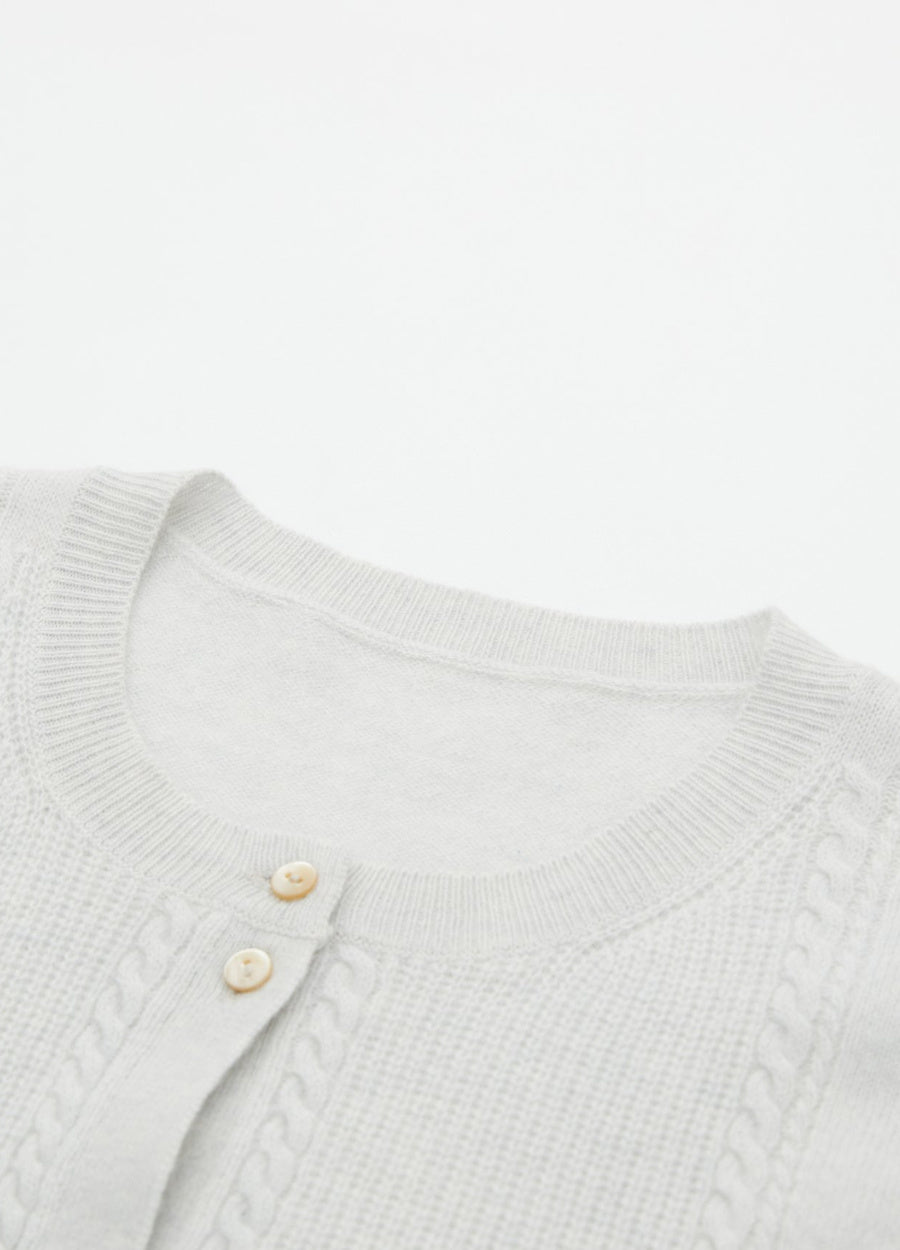 Cashmere Cable Detail-Button Gilet
