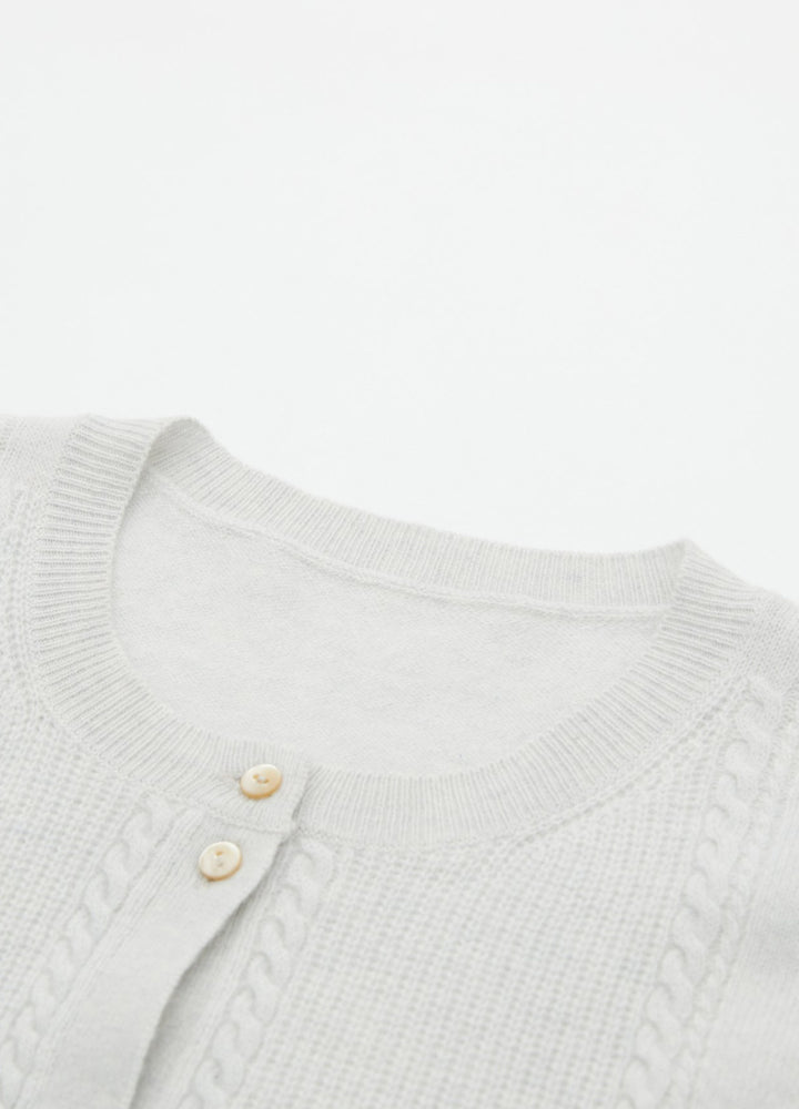 Cashmere Cable Detail-Button Gilet
