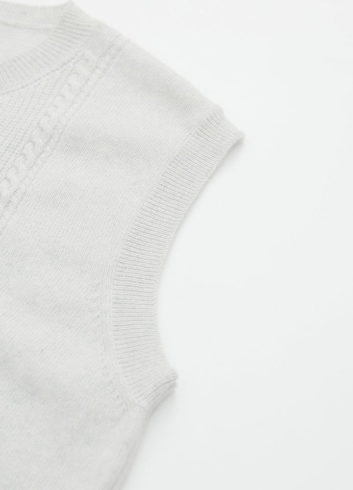 Cashmere Cable Detail-Button Gilet