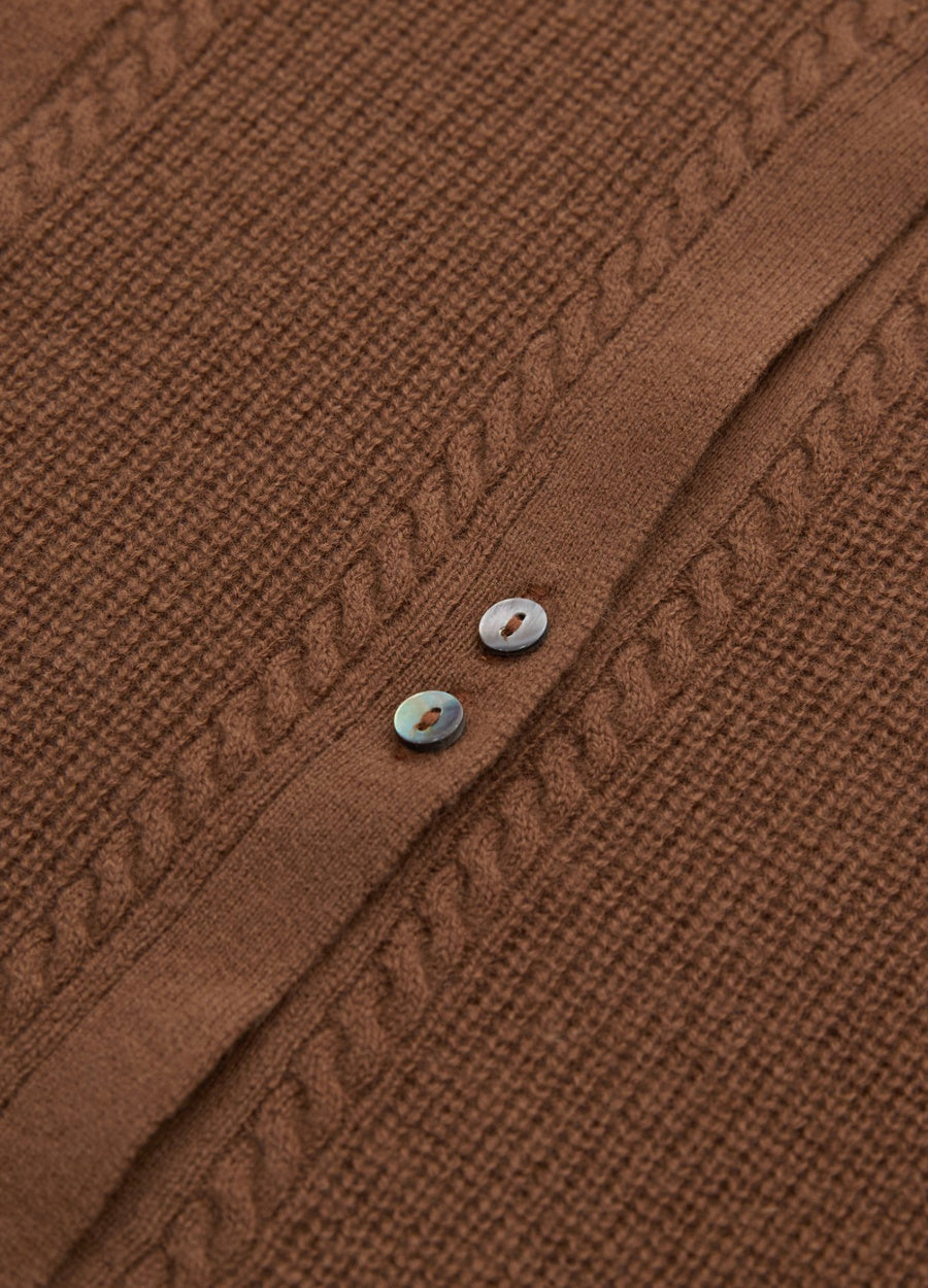 Cashmere Cable Detail-Button Gilet