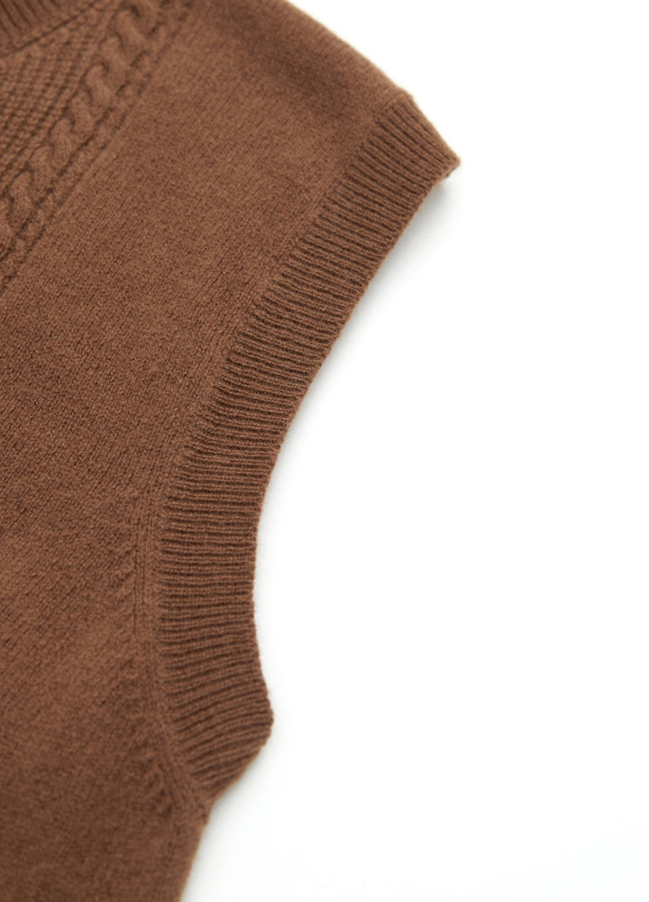 Cashmere Cable Detail-Button Gilet