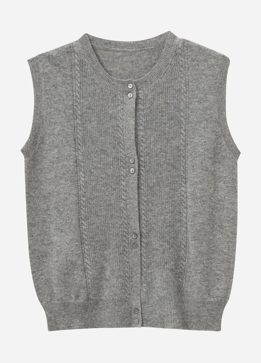 Cashmere Cable Detail-Button Gilet