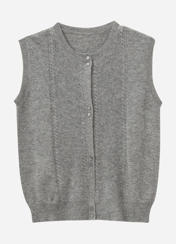 Cashmere Cable Detail-Button Gilet