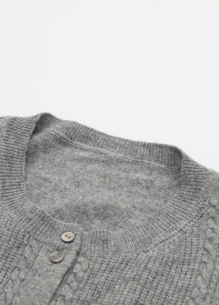 Cashmere Cable Detail-Button Gilet