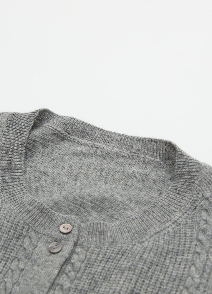 Cashmere Cable Detail-Button Gilet