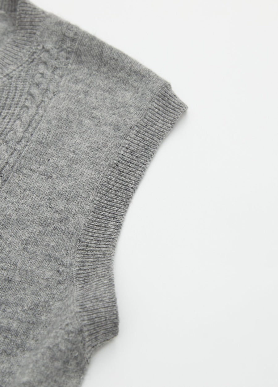 Cashmere Cable Detail-Button Gilet