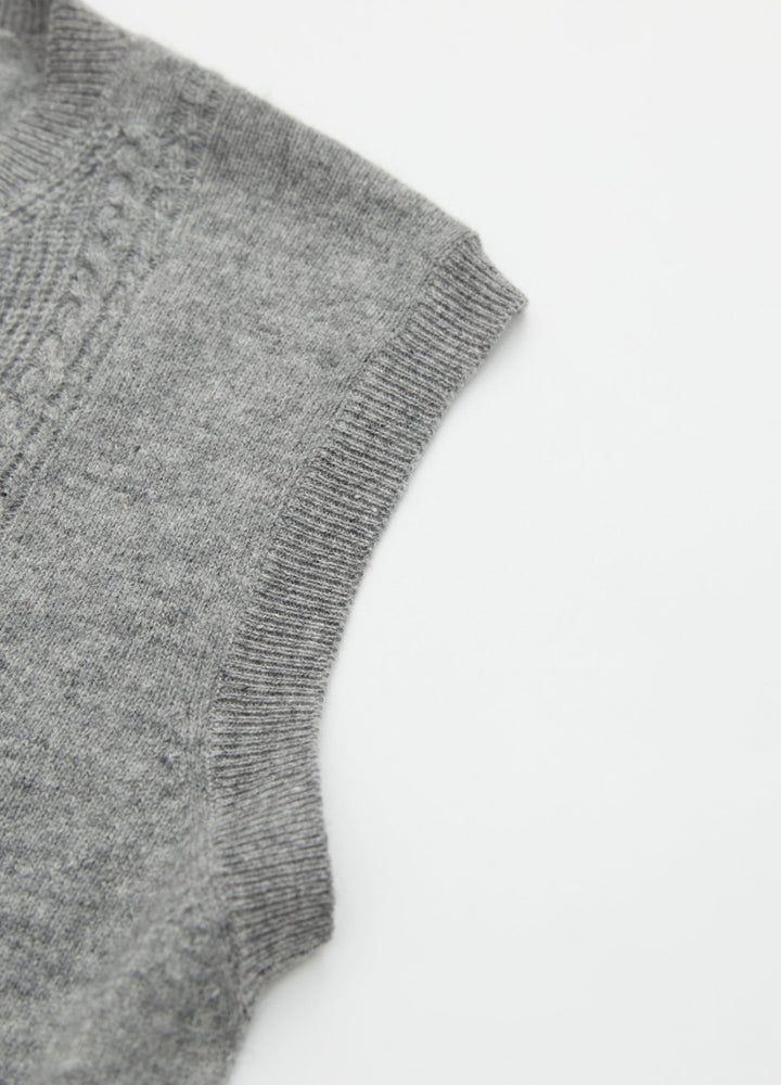 Cashmere Cable Detail-Button Gilet