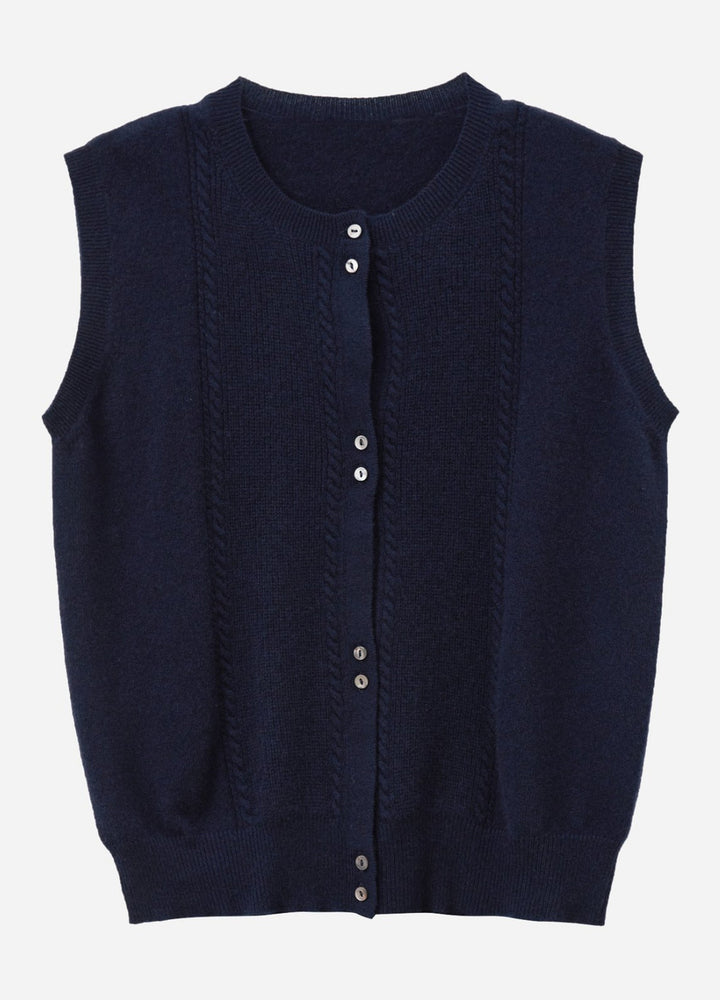 Cashmere Cable Detail-Button Gilet