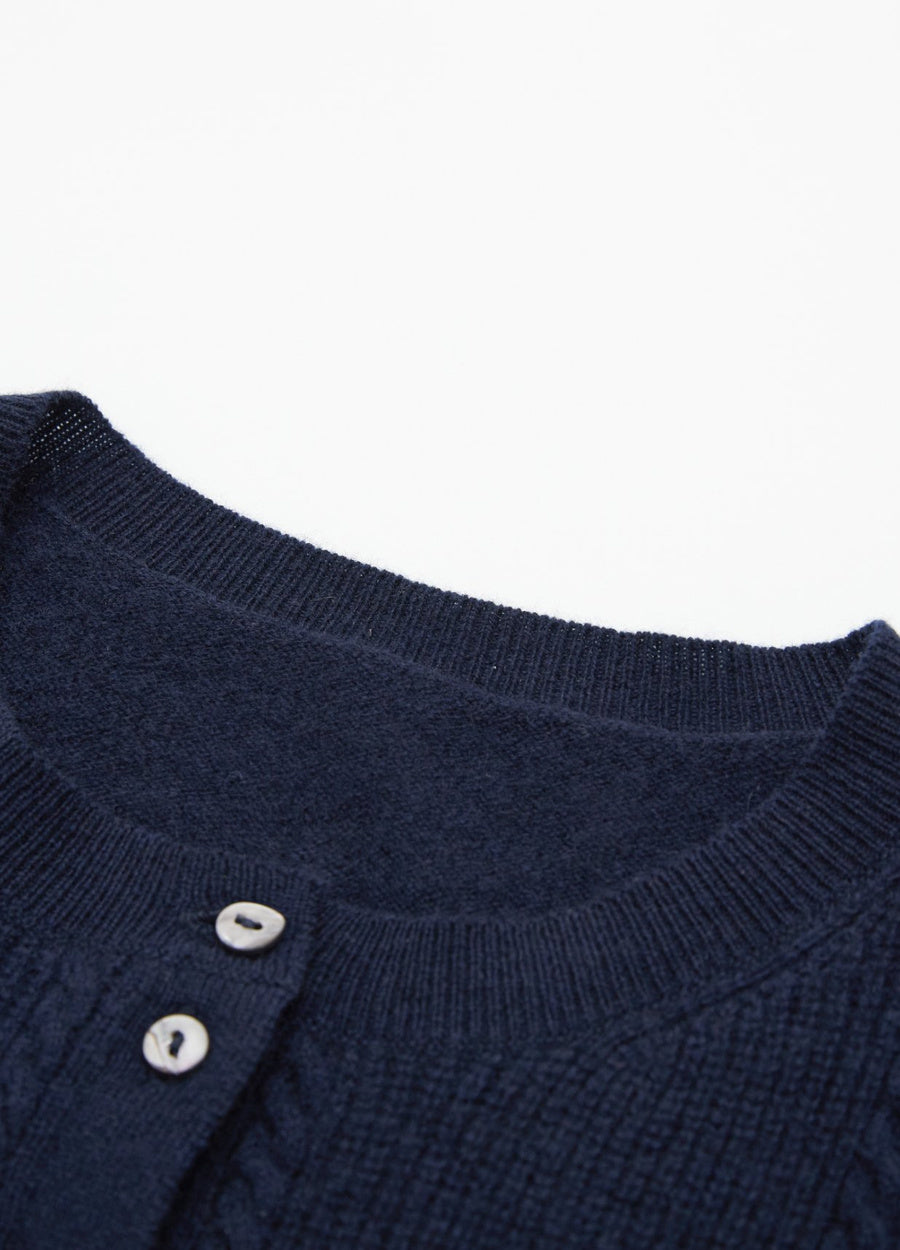 Cashmere Cable Detail-Button Gilet