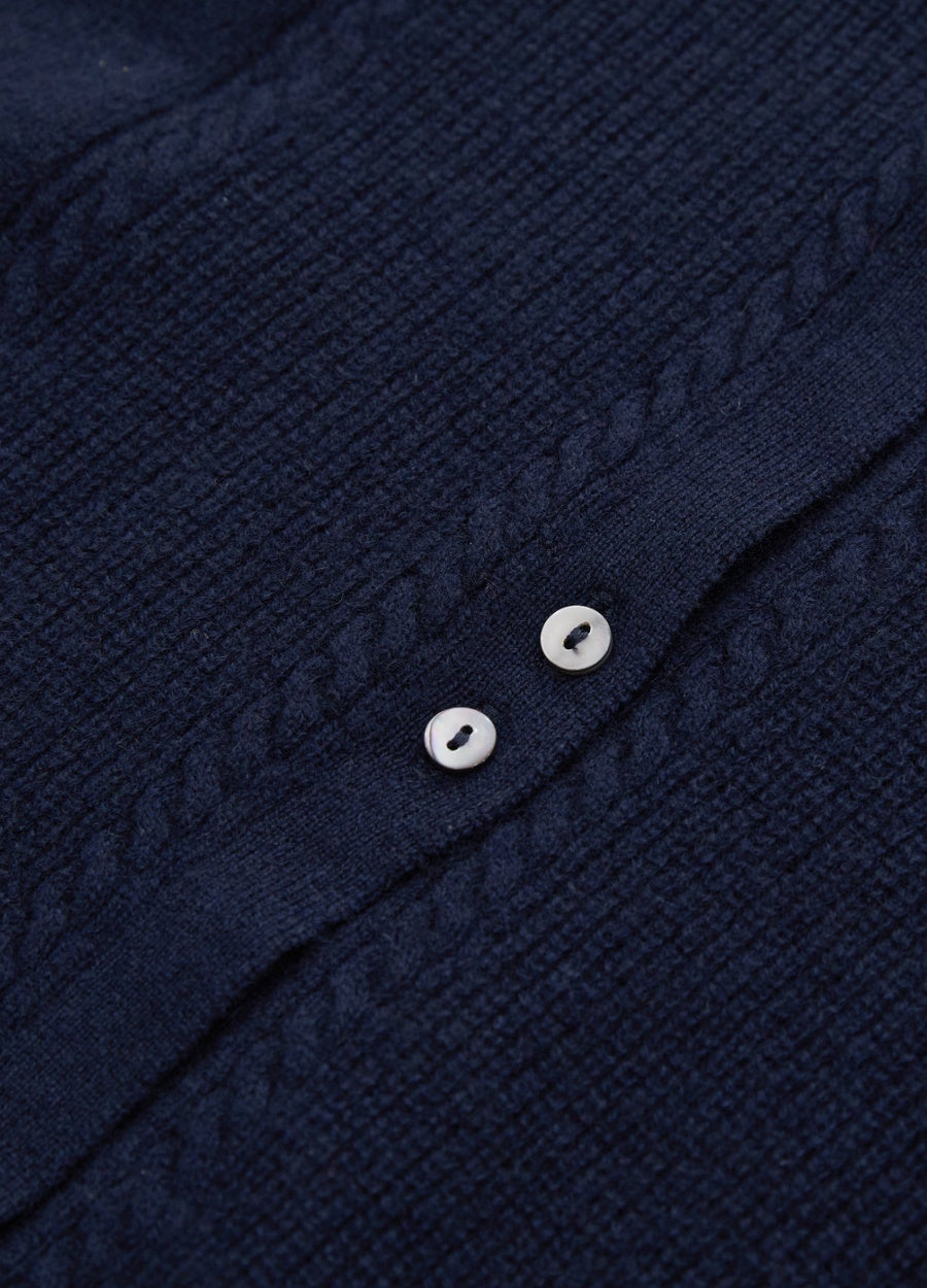 Cashmere Cable Detail-Button Gilet